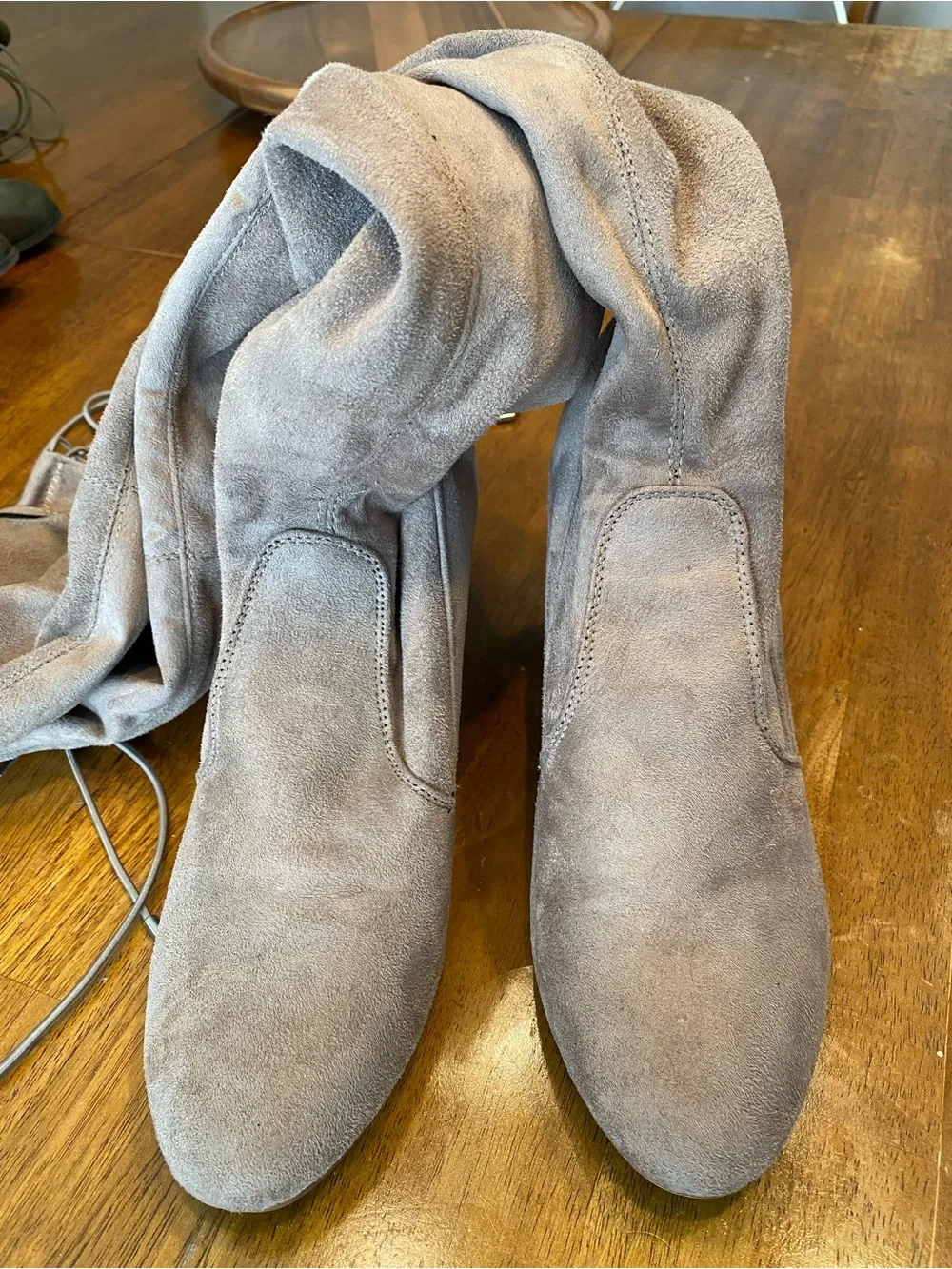 Chinese Laundry Over The Knee Taupe Suede 3.5” Block Heel Size 8.5 UEC
